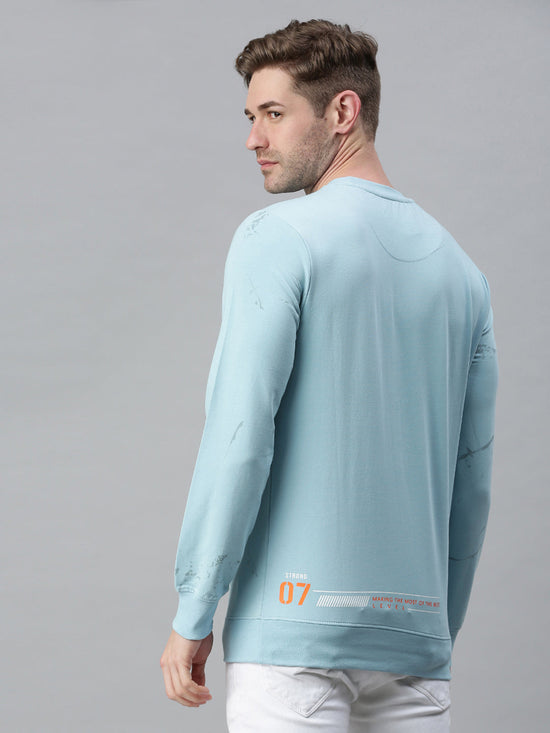 Men Printed Blue Sweatshirt-FC1679-Blue