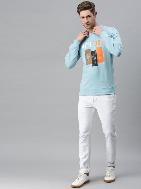 Men Printed Blue Sweatshirt-FC1679-Blue