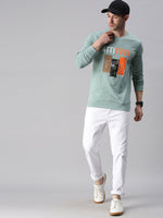 Men Printed Green Sweatshirt-FC1679-Green