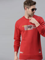 Men Printed Red Sweatshirt-FC1680-Red