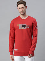 Men Printed Red Sweatshirt-FC1680-Red