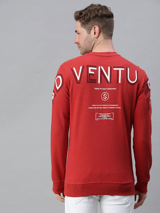 Men Printed Red Sweatshirt-FC1680-Red