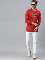 Men Printed Red Sweatshirt-FC1680-Red