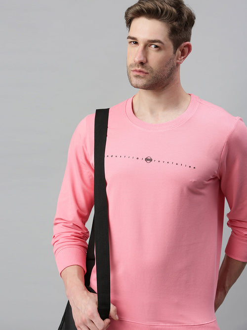 Men Solid Pink Sweatshirt-FC1687-Pink