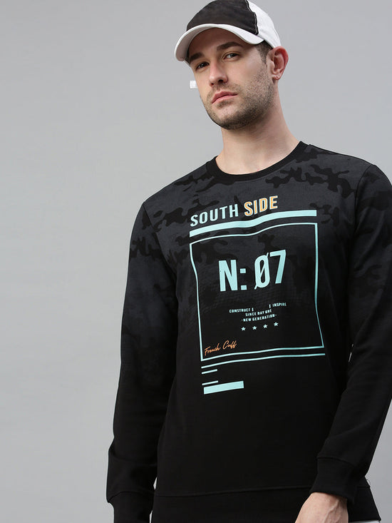 Men Printed Black Sweatshirt-FC1699-Black