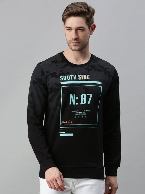 Men Printed Black Sweatshirt-FC1699-Black