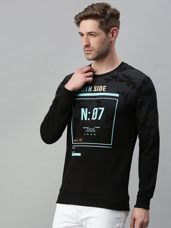 Men Printed Black Sweatshirt-FC1699-Black