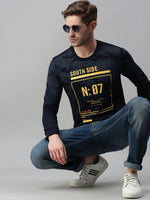 Men Printed Navy Blue Sweatshirt-FC1699-Navy