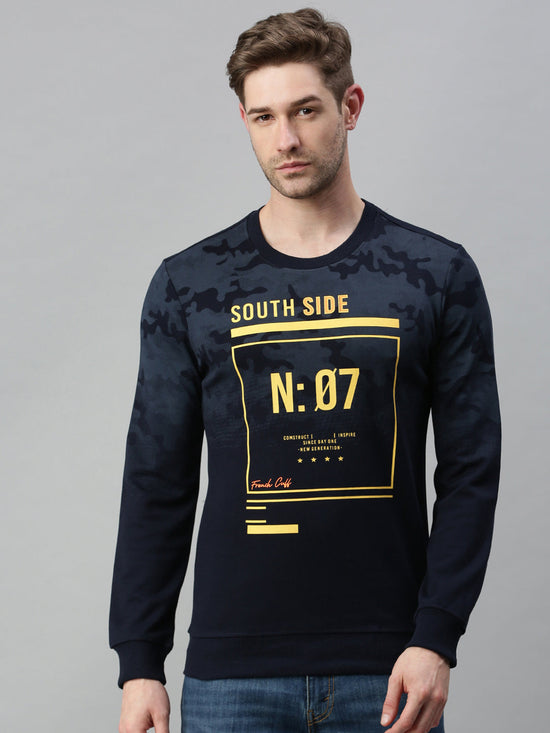 Men Printed Navy Blue Sweatshirt-FC1699-Navy