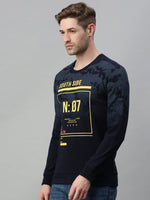 Men Printed Navy Blue Sweatshirt-FC1699-Navy