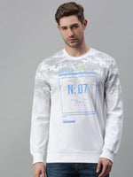 Men Printed White Sweatshirt-FC1699-White