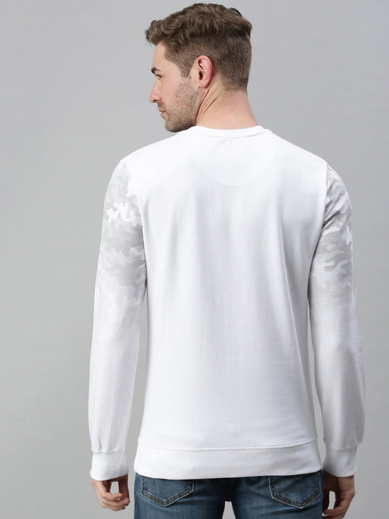 Men Printed White Sweatshirt-FC1699-White