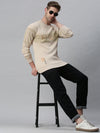 Men Printed Beige Sweatshirt-FC1718-Beige