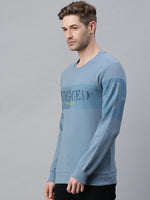 Men Printed Blue Sweatshirt-FC1718-Blue