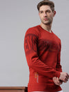 Men Printed Red Sweatshirt-FC1718-Red