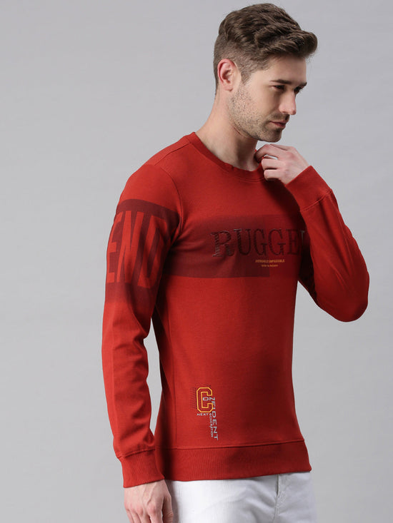 Men Printed Red Sweatshirt-FC1718-Red