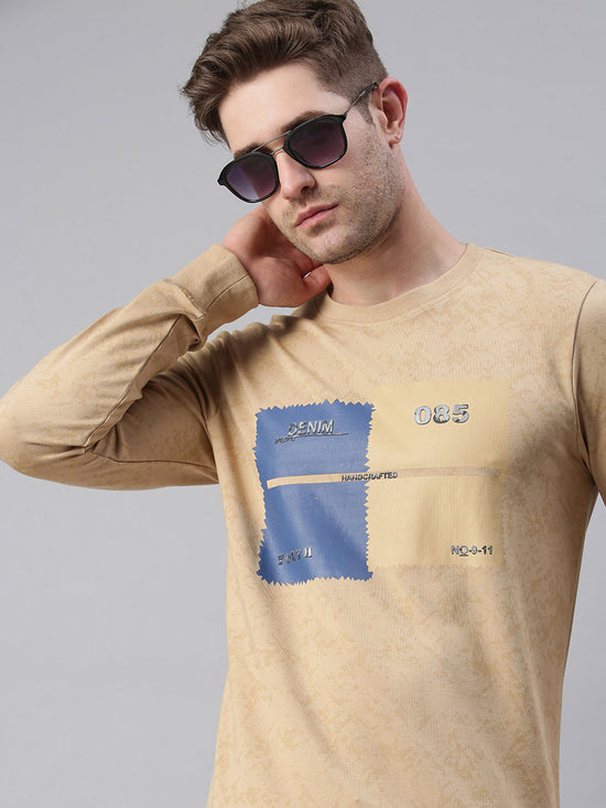 Men Printed Beige Sweatshirt-FC1723-Beige