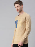 Men Printed Beige Sweatshirt-FC1723-Beige