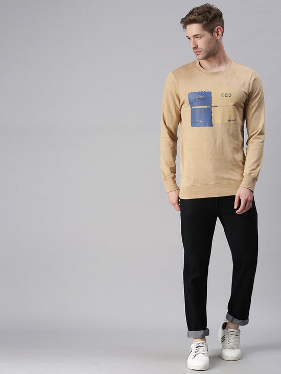 Men Printed Beige Sweatshirt-FC1723-Beige