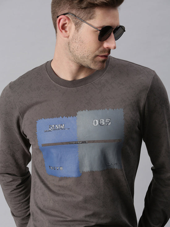 Men Printed Grey Sweatshirt-FC1723-Grey