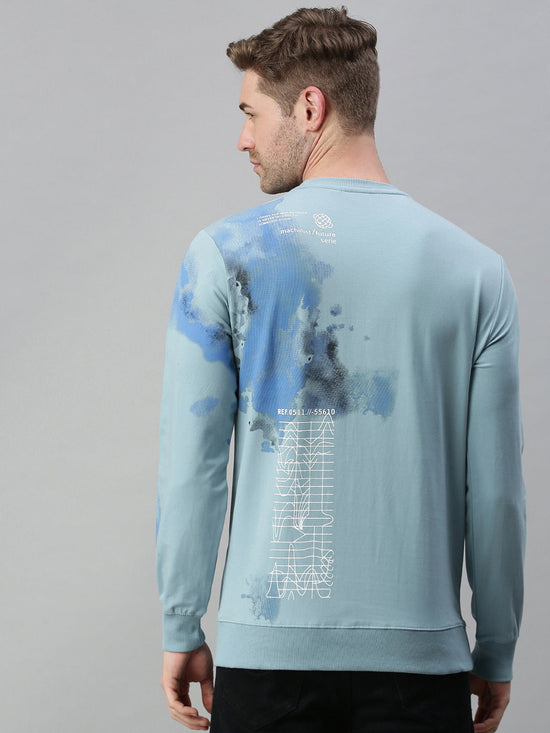 Men Printed Blue Sweatshirt-FC1730-Blue