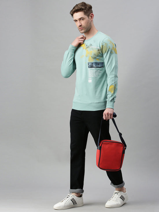 Men Printed Green Sweatshirt-FC1730-Green