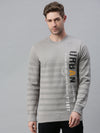 Men Striped Grey Sweatshirt-FC1741-Grey