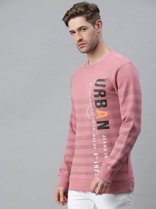 Men Printed Pink Sweatshirt-FC1741-Pink