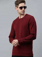 Men Solid Maroon Sweatshirt-FC1745-Maroon