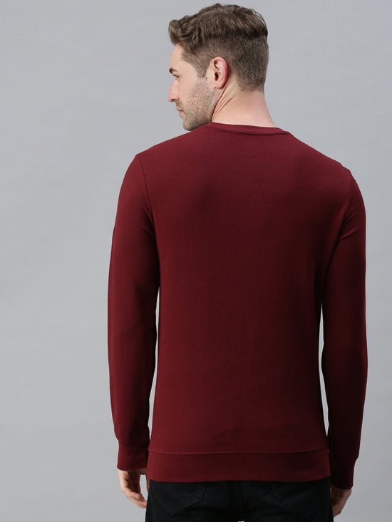 Men Solid Maroon Sweatshirt-FC1745-Maroon