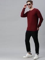 Men Solid Maroon Sweatshirt-FC1745-Maroon