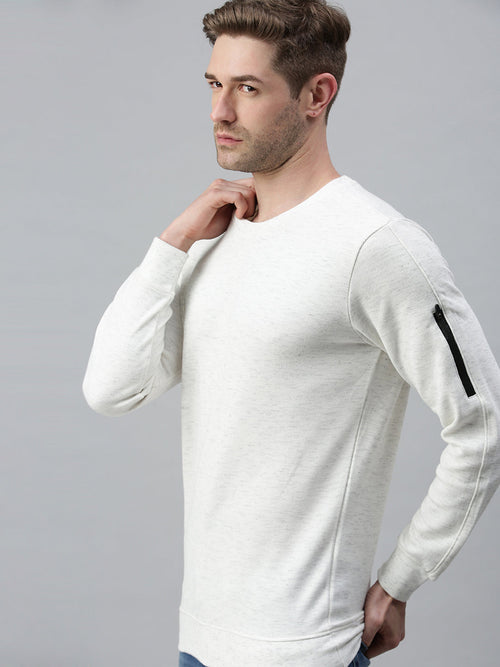 Men Solid White Sweatshirt-FC1745-White