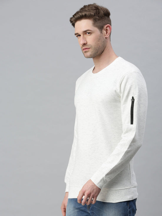 Men Solid White Sweatshirt-FC1745-White