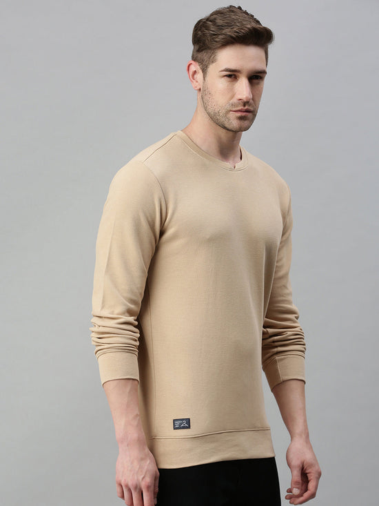 Men Solid Beige Sweatshirt-FC1746-Beige