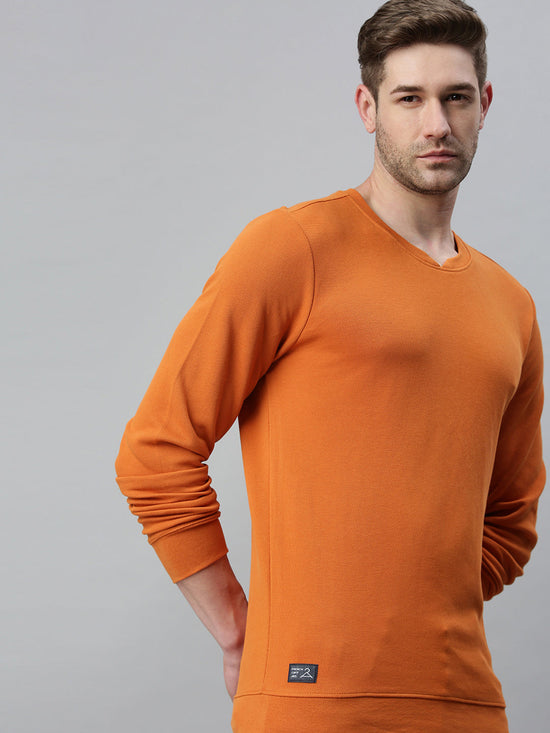 Men Solid Orange Sweatshirt-FC1746-Orange