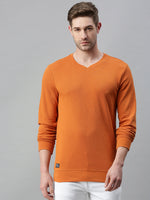 Men Solid Orange Sweatshirt-FC1746-Orange