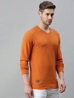 Men Solid Orange Sweatshirt-FC1746-Orange