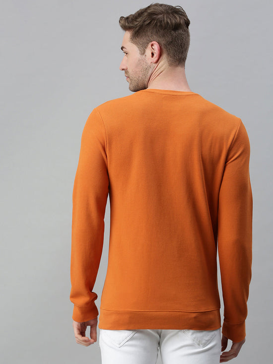 Men Solid Orange Sweatshirt-FC1746-Orange