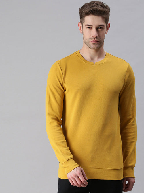 Men Solid Yellow Sweatshirt-FC1746-Yellow