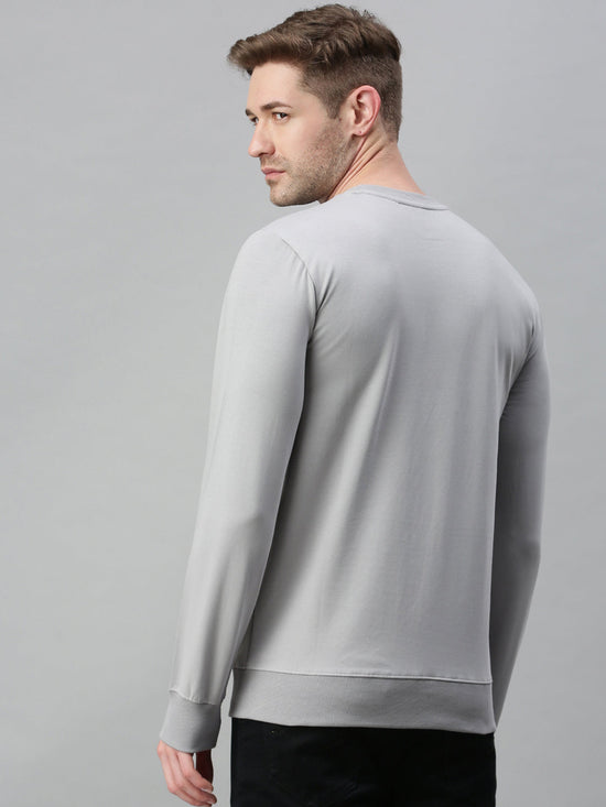 Men Solid Grey Sweatshirt-FC1766-Grey