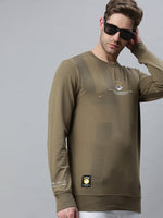 Men Printed Olive Sweatshirt-FC1766-Olive