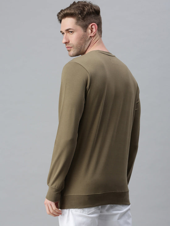 Men Printed Olive Sweatshirt-FC1766-Olive