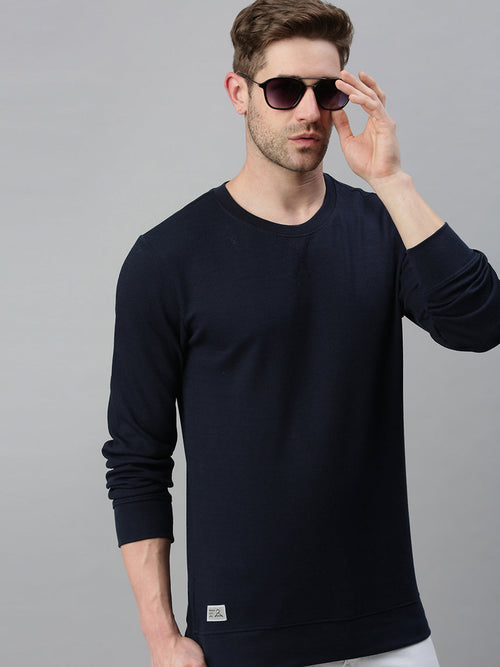 Men Solid Navy Blue Sweatshirt-FC1783-Navy