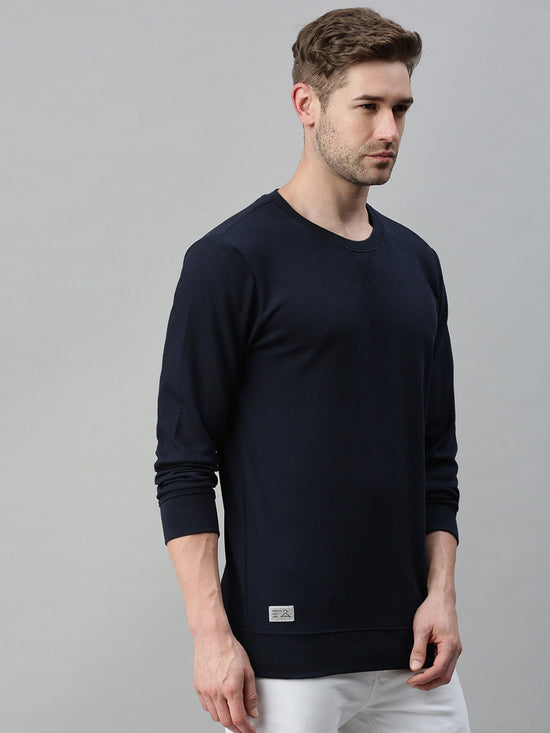 Men Solid Navy Blue Sweatshirt-FC1783-Navy