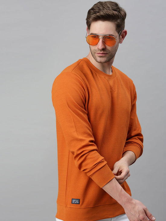 Men Solid Orange Sweatshirt-FC1783-Orange