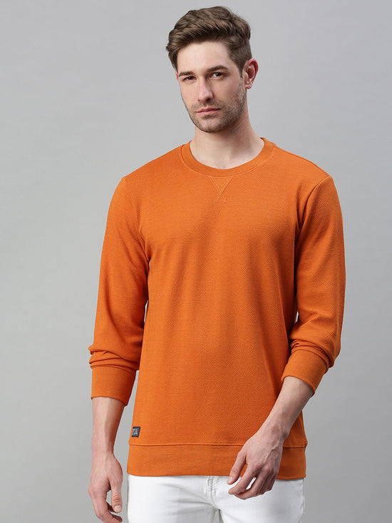 Men Solid Orange Sweatshirt-FC1783-Orange