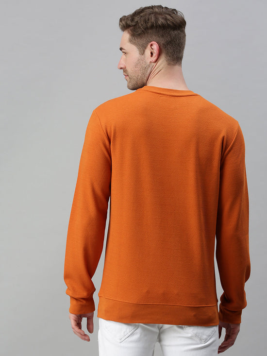 Men Solid Orange Sweatshirt-FC1783-Orange