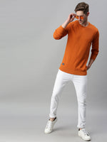 Men Solid Orange Sweatshirt-FC1783-Orange