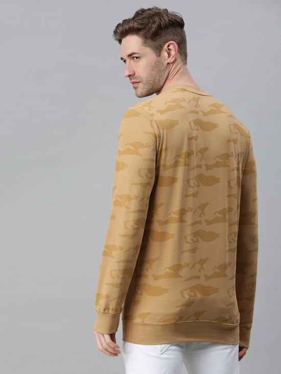 Men Printed Beige Sweatshirt-FC2011-Beige