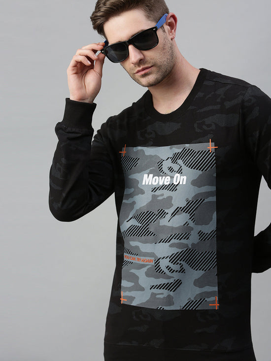 Men Printed Black Sweatshirt-FC2011-Black